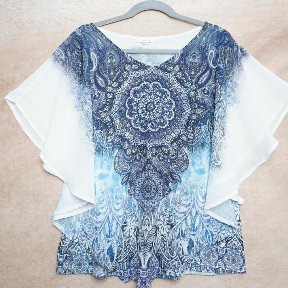 Westport Paisley Tunic Top Large Boho Y2K Flowy